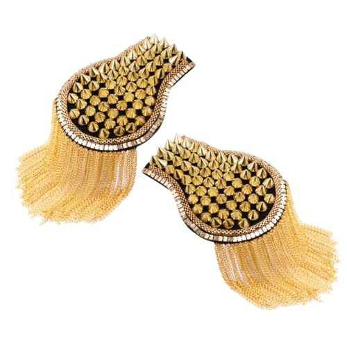 Veemoon 1 Paar Riveted Epauletten mit Quaste Gold Stilvolle Schulterdekoration für Bühnenkostüme und Anzüge für Besondere Anlässe und an oder Familie Veemoon 1 Paar Riveted Epauletten mit Quaste Gold Stilvolle Schulterdekoration für Bühnenkostüme und Anzüge für Besondere Anlässe und an oder Familie von Veemoon