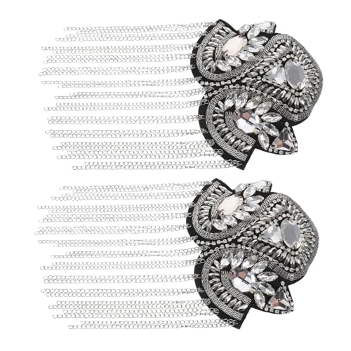 Veemoon 1 Paar Schulterbrett Punk Smoking Quasten Kostümzubehör Für Erwachsene Gucken Quaste Schultermarke Fransen Epaulette Schulterklappen Silver von Veemoon