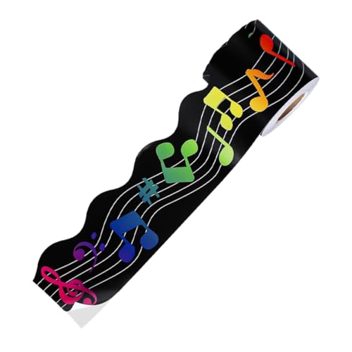 Veemoon 1 Rolle Aufkleber Mit Musikrand Deko Musik-pinnwandpapier Musikzeichenförmiger Rand Pinnwand-aufkleber Bulletinboarder Wandtattoos Basketball-grenzen Kupferplattenaufkleber von Veemoon