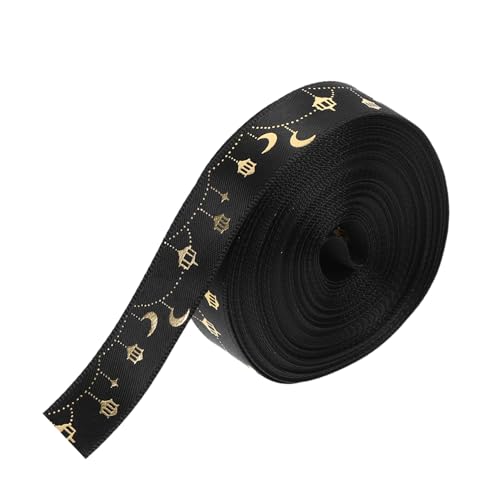 Veemoon 1 Rolle Bogenband Wickelband Muslimisches Partyband Kranzband Haarschleifen Band Diy-bastelband Ramadan Partyband Mondsternband Eid Mubarak-bänder Ramadan -bänder Polyester Black von Veemoon