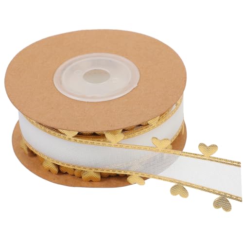 Veemoon 1 Rolle Herzförmiges Spitzenband für Dekorativ zum Einpacken Herzen Blumen- Festival-Handwerksband Festival-Geschenkband verschleißfestes Bastelband Paketband Polyester Golden von Veemoon