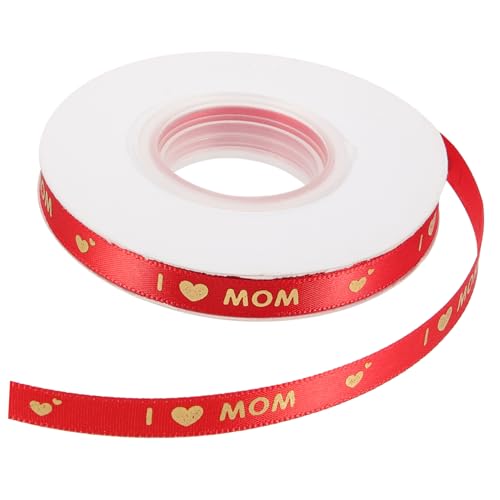 Veemoon 1 Rolle Mother's Day Geschenkband mit Goldprägung Dekoratives Polyesterband für Blumensträuße und Bastelprojekte mit Herzen von Veemoon