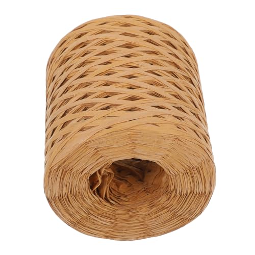 Veemoon 1 Rolle Papierseil gewebter Strohhut Verpackung Handwerk Makramee Bastelpapierband Bastpapierschnüre Bastband Bastpapierband Garnband Bastelseil Band für Bastelkörbe Hellbraun von Veemoon