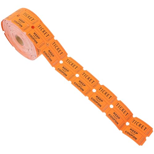 Veemoon 1 Rolle Raffle Tickets Orange Event Ticketetiketten für Karneval und Gewinnspiele Einfach zu und Bequem zu Handhaben von Veemoon