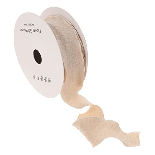 Veemoon 1 Rolle Rüschenband Aus Spitze Dekorativ Basteln Nähen Spitzenband Kleidung Satinband Für Schleife Blumenband Spitzenbesatz Trimmen Blumen- Kräuselbänder Dekoration Polyester Beige von Veemoon