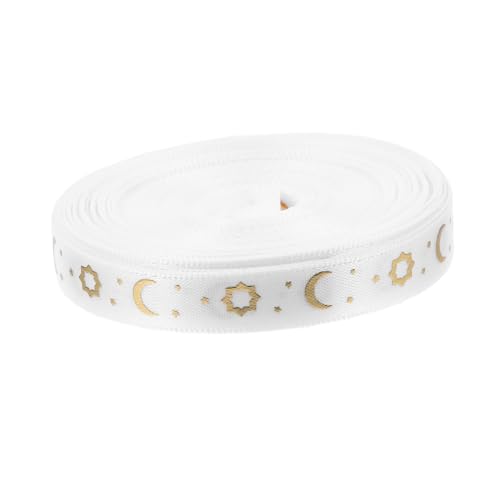 Veemoon 1 Rolle Schleifenband Paketband Dekoratives Geschenkband Outdoor Band Eid Bänder Blumenband Festival Themenband Ramadan Mondstern Bänder Kranzband Weißes Polyester von Veemoon