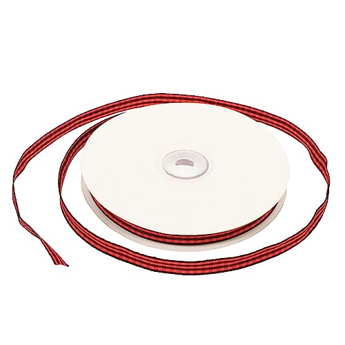 Veemoon 1 Rolle Schwarzes und rotes Gurtband seidenband bändchen weihnachtsbäume geschmückt geschenkbänder set dekorativ Weihnachten Partydekoration Geschenkverpackungsstreifen Polyester von Veemoon
