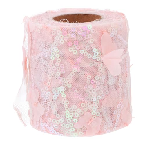 Veemoon 1 Rolle Tüllband Schier Mit Band Stirnband Stoffband Weißes Band Geburtstag Nähen Satinband Bänder Für Haare Organza Beige Party Kräuselband Zum Einwickeln Zubehör Polyester Rosa von Veemoon