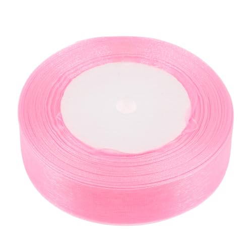 Veemoon 1 Rolle Verpackungsband Bastelbänder Einwickeln Organza-satinband Breites Tüllband Valentinsband Valentinstag Band Besticktes Band Dekorative Wickelbänder Bandhalsband Rosa Chiffon von Veemoon