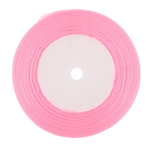 Veemoon 1 Rolle Verpackungsband Frühlingsblumenband Valentinsband Band Für Hochzeitseinladungen Breites Tüllband Organza-satinband Bandhalsband Werkzeugband Besticktes Band Rosa Chiffon von Veemoon