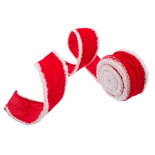 Veemoon 1 Rolle Weihnachtsfeiertagsband Drahtband Zum Basteln Weihnachtsbaumband Weihnachtsverpackungsband Band Für Die Kranzherstellung Breites Band Weißes Fellband Wickelband Rot Nylon von Veemoon