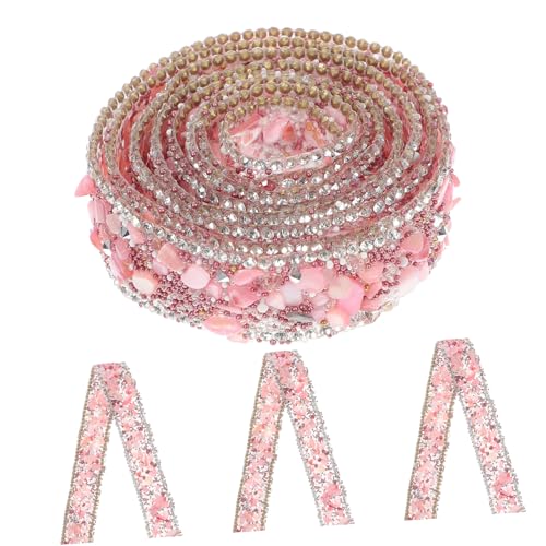 Veemoon 1 Rolle handgefertigter Kostümbesatz Blau klein Bänder zum Basteln bunt hochzeitsdeko wedding decoration exquisite Kleidung trimmen dekorativer Kleidungsbesatz Strasssteine Rosa von Veemoon