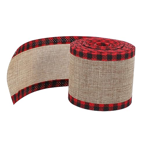Veemoon 1 Rolle kariertes Band seidenband ribbon weihnachtbaumsdeko bandfeile weihnchtsdeko Weihnachtsbänder dekorativ die Gegenwärtig Urlaubsband Blumenwickband Polyester rot von Veemoon