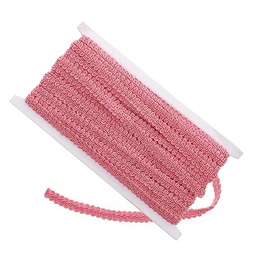 Veemoon 1 Rolle wellige Spitze Gimpengeflecht für Polstermöbel Leinen Spitzenvorhänge rotes Satinband Gestell crimpers bastelzeug Volant trimmen Gardinenkanten selber machen Polyester Rosa von Veemoon