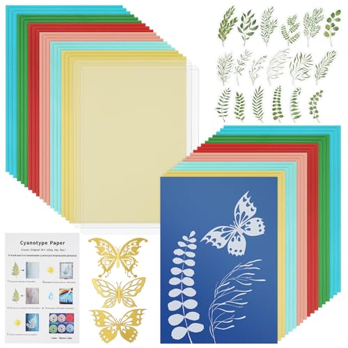 Veemoon 1 Satz Cyanotypie Papier Fotografie Sonne Bausatz DIY Druckkit Bastelmaterial DIY liefert traditionelles Malmaterial DIY zubehör Sonnendruckset Zubehör für DIY-Projekte von Veemoon