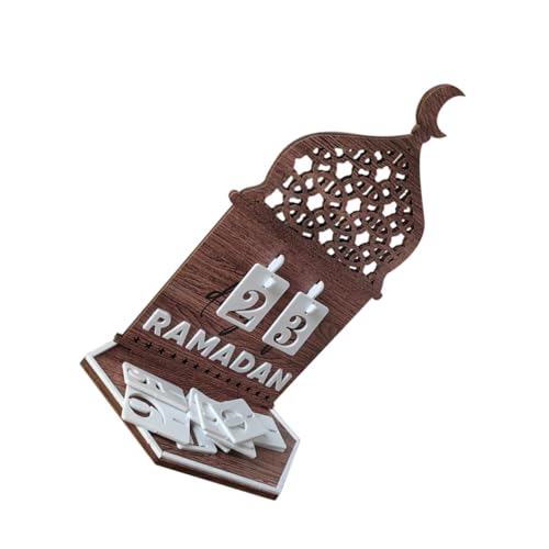 Veemoon 1 Satz Eid-Kalender aus Holz Eid-Wohndekorationen Ramadan-Heimschmuck Countdown-Kalender aus Holz Ramadan -Wohnkultur mubarak eid dekorationen Eid Adventskalender Kaffee von Veemoon