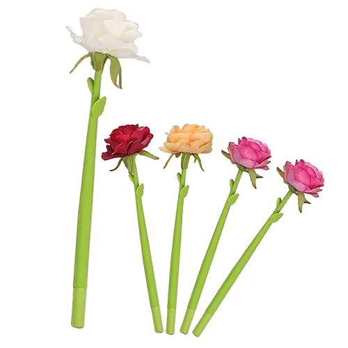 Veemoon 1 Satz Kreative Rosen Kugelschreiber Schreibgeräte Für Glattes Schreiben Mit Deckel Für Büro Und Schule Farbenfrohe Geschenkidee Zufällige Farbe 5 Stück von Veemoon