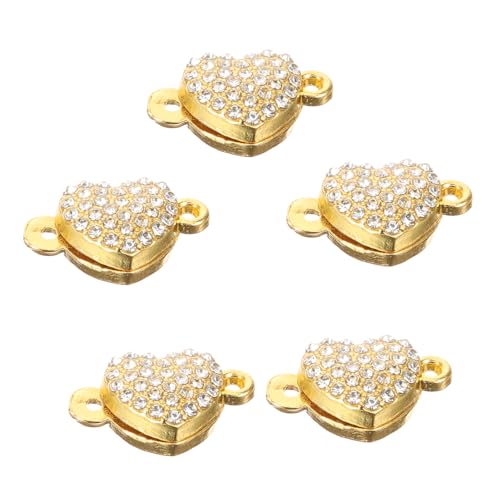 Veemoon 1 Satz Magnetverschluss-anschlüsse Schlüssel Stecker Reiz Herz Schließe Für Verschlüsse Armband Magnetische Schnallen Schmuck Halskette Schnalle Golden Legierung 5 Stück von Veemoon