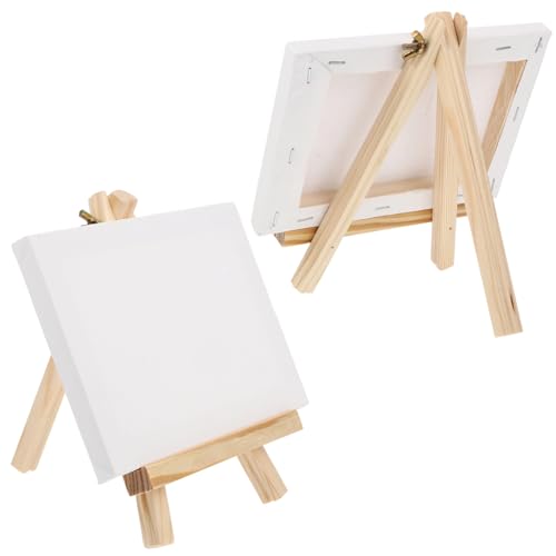 Veemoon 1 Satz Mini Staffelei Holz Faltbare Tischstaffelei für Dreibein mit Bilderrahmen für Kunstpartys von Veemoon