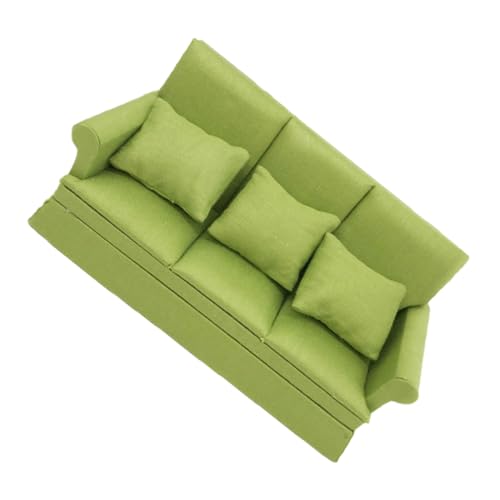 Veemoon 1 Satz Puppenstubensofa Puppenstubenmöbel Miniaturmöbel Maßstab 1:12 Miniatur-Couch Couchzubehör Miniatursofa für Puppenhaus Mini Möbel Mini-Puppenhausmöbel Mini-Sofa Stoff Grün von Veemoon