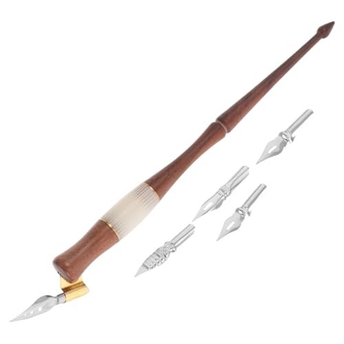 Veemoon 1 Satz Retro Solid Wood Kalligraphie Pen Malenstift Line-art-stift Kalligraphie Schräger Stift Füllfederhalter Eintauchen Dip-stifte Zeichnungsstift Tauchstift Holz von Veemoon