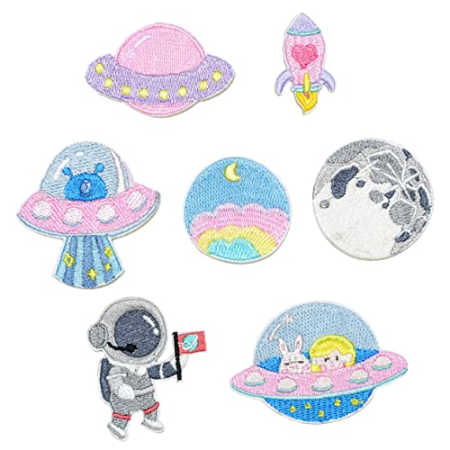 Veemoon 1 Satz Selbstklebenden Aufnähern Astronauten und Planeten für Kleidung und Hüte Diy Patches zur Individuellen Gestaltung für Sweatshirts und Mützen Langlebig und Praktisch von Veemoon