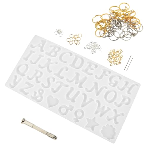 Veemoon 1 Satz Teiliges Set Silikonformen für Buchstaben DIY Schlüsselanhänger Gießform für Schmuckherstellung Flexibel und Wiederverwendbar für Kreative Bastelprojekte von Veemoon