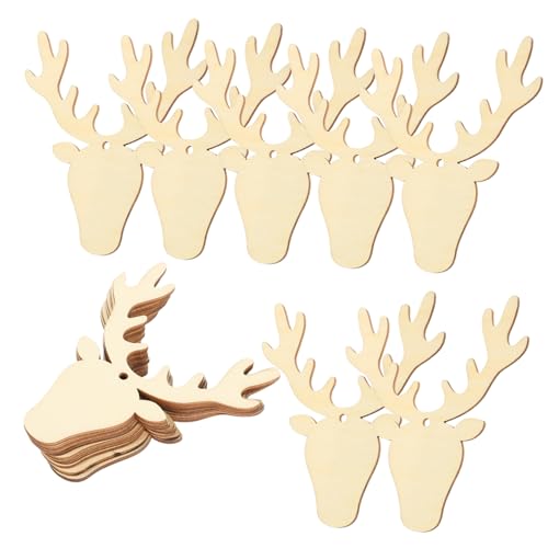 Veemoon 1 Satz Unfertige Holzanhänger für Weihnachten Dekorative DIY Graffiti Ornamente Holz für Christbaumschmuck Geschenkanhänger und Kreative Feiertagsdekorationen von Veemoon