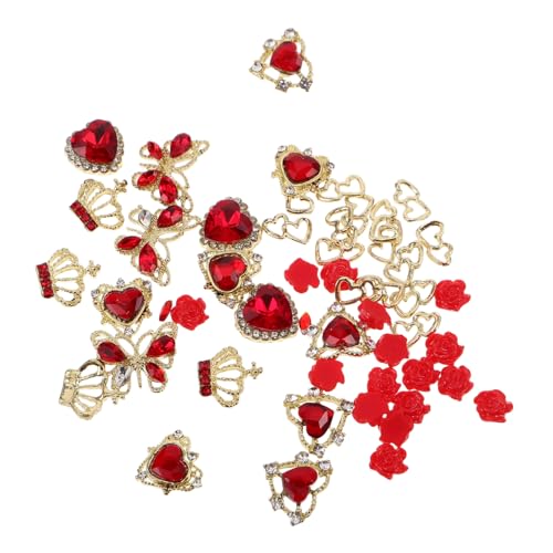 Veemoon 1 Schachtel Alloy Nail Charms mit Funkelnden Herz Schmetterling und Krone Strasssteinen Vielseitige Nagelverzierung für Valentinstag DIY Maniküre und Kreative Bastelprojekte von Veemoon
