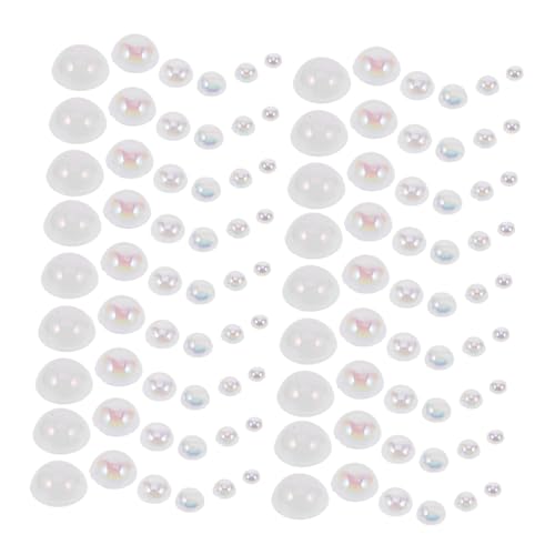Veemoon 1 Schachtel Nagelperlen Runde Künstliche Perlen für Maniküre DIY Nail Art Schmuck Flatback Perlen Mix Weiß Fächer Box Für Partys Hochzeiten Alltag von Veemoon