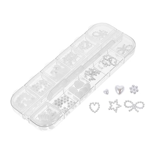 Veemoon 1 Schachtel Nail Art Perlen Dekoration Stereoskopische Herzperlen für Nageldesign Maniküre Zubehör Dekorative Nagel Charms Leichte und Tragbare Nagelkunst Schmuckstücke von Veemoon