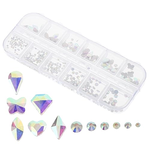 Veemoon 1 Schachtel Nail Art Strasssteine Fächer Ab Glasdiamanten Flat Back für DIY Maniküre Fingernägel Schmuck Nageldeko Vielseitig Einsetzbar für und Bastelprojekte von Veemoon