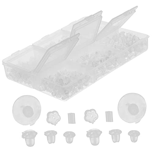 Veemoon 1 Schachtel Silikon Ohrring Verschlüsse Transparente Ohrstecker Stopper Hypoallergene Ohrstecker Rückseiten für Verschiedene Ohrring Stile Sicherer Halt für DIY Projekte Teiliges von Veemoon