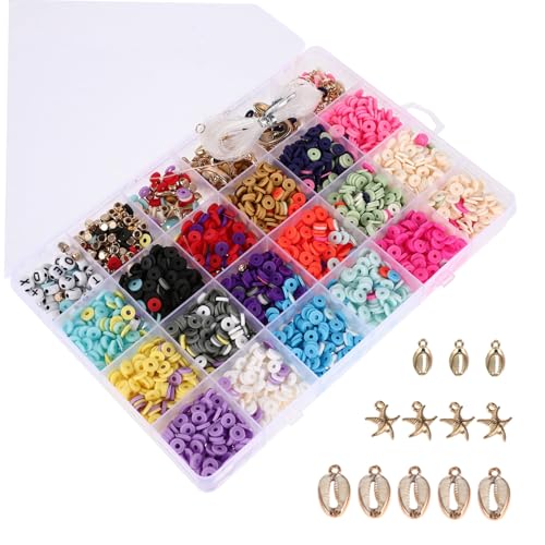 Veemoon 1 Schachtel Soft Clay Beads Fächer Boho Style DIY Armband Charms Schmuckherstellung Zubehör für Armbänder Selber Machen Kreative Bastelperlen Veemoon 1 Schachtel Soft Clay Beads Fächer Boho Style DIY Armband Charms Schmuckherstellung Zubehör für Armbänder Selber Machen Kreative Bastelperlen von Veemoon