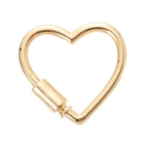 Veemoon 1 Stück Herzförmiger Spannschloss Anhänger Schmuck Edelstahl Schraubkarabiner Schloss Charm Stahlkarabiner Schraubverschluss Karabiner Gliederkette Herzförmiger Karabiner Kupfer von Veemoon