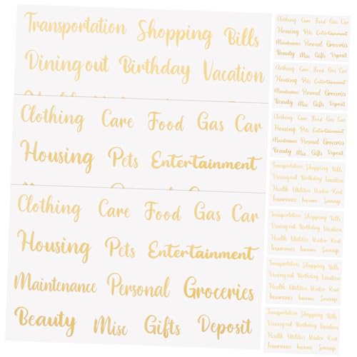 Veemoon 10 Blatt Goldene Buchstaben Sticker Klassifizierte Budget Aufkleber Kleine Tragbare Geldumschlag Etiketten Für Tägliche Ausgaben Organisierte Finanzplanung Und Geldmanagement von Veemoon