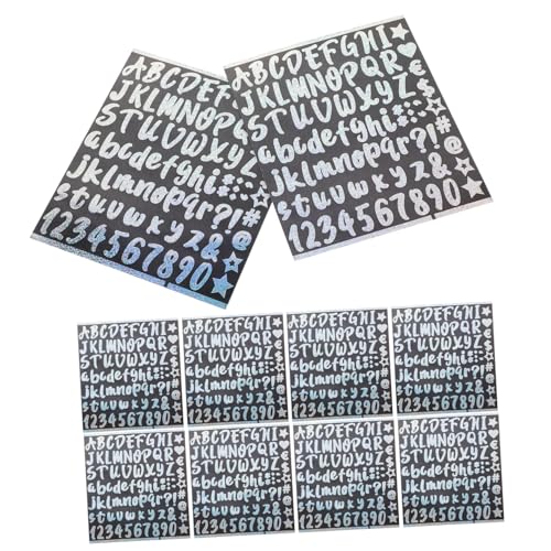 Veemoon 10 Blatt Selbstklebende Regenbogen Buchstaben und Zahlen Aufkleber DIY Glitzer Alphabet Sticker für Scrapbooking Grußkarten Fenster Metal von Veemoon