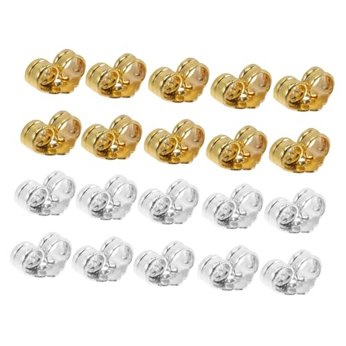 Veemoon 10 Paare Schraubverschluss Ohrstecker Verschlüsse aus Silber Hypoallergen Weißgold und Gold Langlebige Ohrring Rückseiten für Damen DIY Ohrschmuck Zubehör von Veemoon