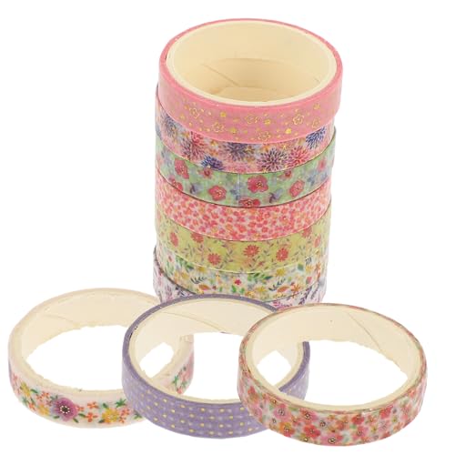 Veemoon 10 Rollen Dekoratives Washi Tape für Scrapbooking und DIY Selbstklebende Klebebänder mit Verschiedenen Mustern pro Rolle für Kreative Projekte und Geschenkgestaltung von Veemoon