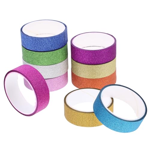 Veemoon 10 Rollen Glitzer Washi Tape Dekoratives Klebeband für DIY Scrapbooking Bastelprojekte und Journaling Bunte Selbstklebende Papierbänder mit Verschiedenen Mustern von Veemoon