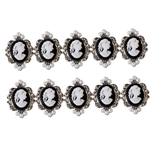 Veemoon 10 Stück DIY Nagelkunst Sticker für und Männer Vintage Barock Beauty Kopf Nagel Dekoration mit Perlen und Selbstklebende Nail Art Charms für Maniküre von Veemoon