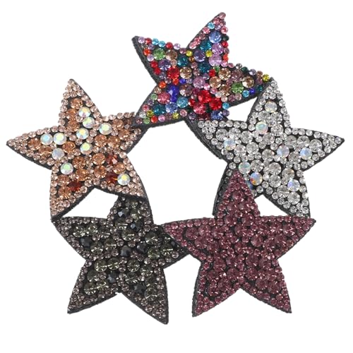 Veemoon 10 Stück Dekorative Stern Patches Kleine Bügelbilder für DIY Kleidung Strass Applikationen für Jacken Kissen und Mehr zum Aufbügeln und Verzieren von Veemoon