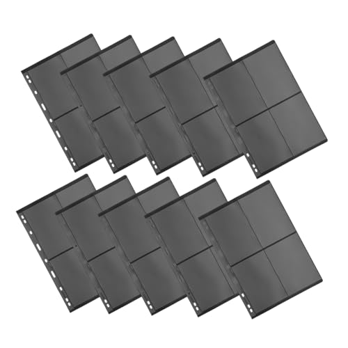 Veemoon 10 Stück Doppelseitiges Briefmarkenalbum 9-Loch-Stempelbindereinsätze Briefmarken-Aufbewahrungsalbum Albumordner für Briefmarken Briefmarkensammelseiten PVC Schwarz von Veemoon