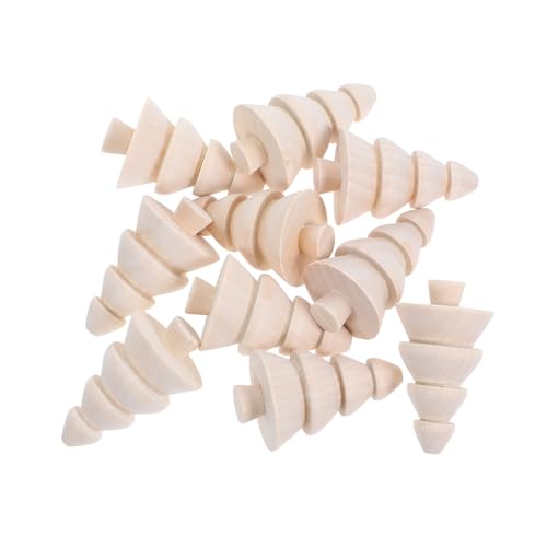 Veemoon 10 Stück Mini Holz Weihnachtsbäume Unbemalt Vierlagig Kleine Holzfiguren für DIY Xmas Party Ornament Bastelbedarf für Kreative Weihnachtsdekoration von Veemoon