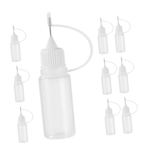 Veemoon 10 Stück Nadel leere Leimflasche Flasche mit feiner Spitze Spitzflaschen zusammendrücken Plastiktropfer kompakte Trinkflasche kleber flaschen Nadelquetschflasche pp Transparent von Veemoon