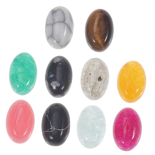 Veemoon 10 Stück Natürliche Cabochons Stein Flache Ovale Perlen für Schmuckherstellung DIY Handwerksprojekte für Ringe Ohrringe und Mehr von Veemoon