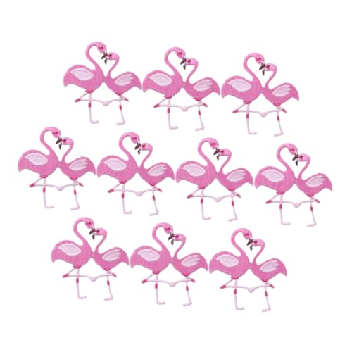 Veemoon 10 Stück Patch aufnähen gestickte Aufnäher Stoffflicken für Kleidung Applikationen Flamingo-Patch Hallo fashing costume aufnäher für jacke Schuhe Applikation Hutflecken Rosa von Veemoon