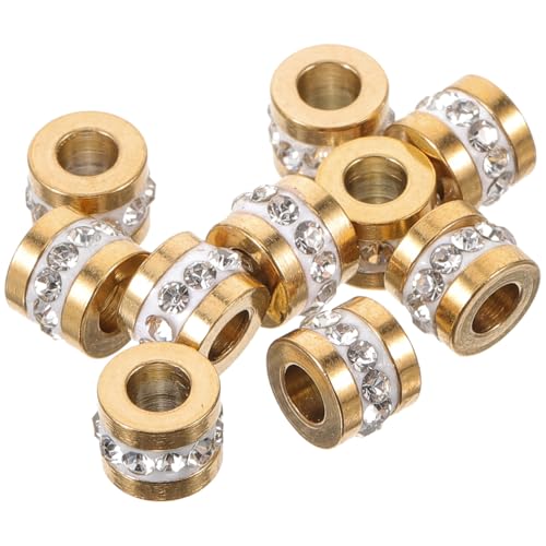 Veemoon 10 Stück Schmuck Herstellung Ab Perlen Dekorativ Bunt Reize Anhänger Silber Für Schüttgut Schnell Schlüsselbund Spacer Lose Loch Charme Metallperle Rostfreier Stahl Golden von Veemoon