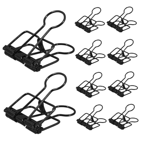 Veemoon 10 Stück Schwalbenschwanzclip Herrengeldklammern Foldback-Clips aus Metall Metallklammern aushöhlen hohle Büroklammern Papier-Organizer-Clips Lange Bindeklammern Eisen Schwarz von Veemoon