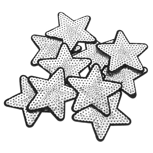 Veemoon 10 Stück Star Perle Sticker Aufkleber Flecken Aufnäher nähen Rucksack Tuch Jeans-Patches Stoff Sternaufnäher mit Pailletten süße Patches Aufnäher für Jeans Silver Veemoon 10 Stück Star Perle Sticker Aufkleber Flecken Aufnäher nähen Rucksack Tuch Jeans-Patches Stoff Sternaufnäher mit Pailletten süße Patches Aufnäher für Jeans Silver von Veemoon